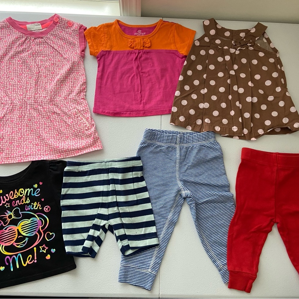 EUC BUNDLE baby girl’s Carter’s Okie Dokie crazy8 tank tops shirts leggings 12 m
